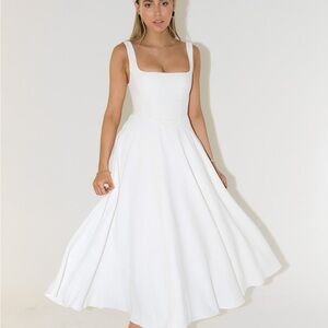 Odd Muse The Ultimate Muse High Waist Square Neck Midi Dress Elegant Sleeveless